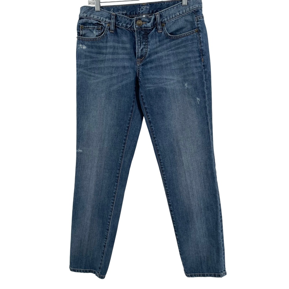Loft Boyfriend Jeans‎ Womens 4 Blue Medium Wash Button Fly Distressed